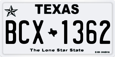 TX license plate BCX1362