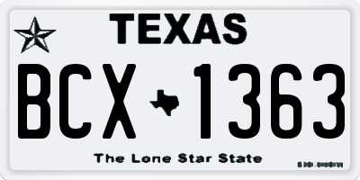 TX license plate BCX1363
