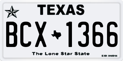 TX license plate BCX1366