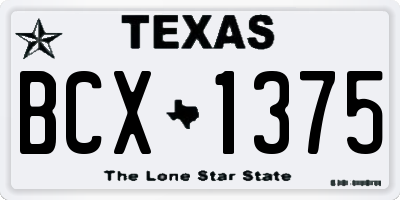 TX license plate BCX1375