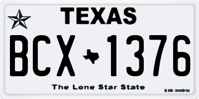 TX license plate BCX1376