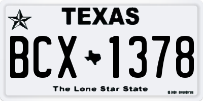 TX license plate BCX1378