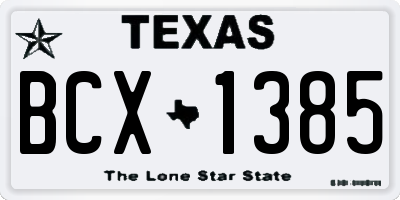 TX license plate BCX1385