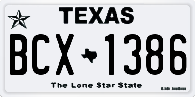 TX license plate BCX1386