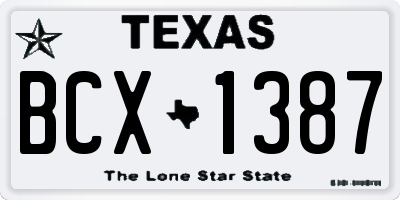 TX license plate BCX1387
