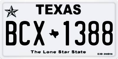 TX license plate BCX1388