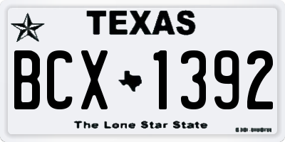 TX license plate BCX1392
