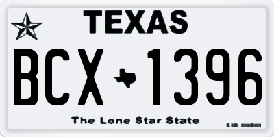 TX license plate BCX1396
