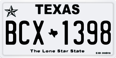 TX license plate BCX1398