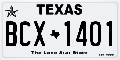 TX license plate BCX1401