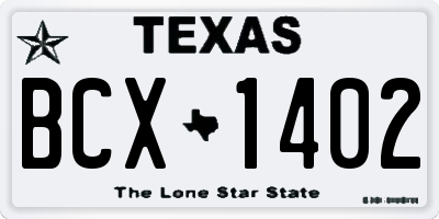 TX license plate BCX1402