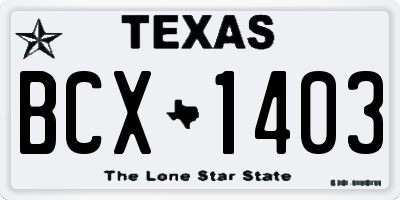 TX license plate BCX1403
