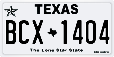 TX license plate BCX1404