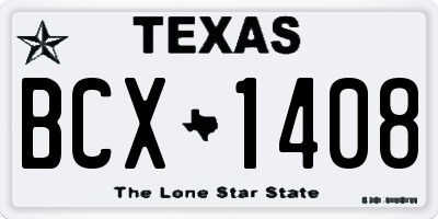 TX license plate BCX1408