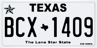 TX license plate BCX1409