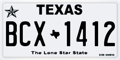 TX license plate BCX1412