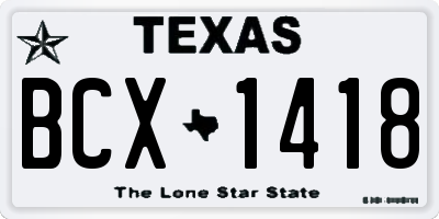 TX license plate BCX1418