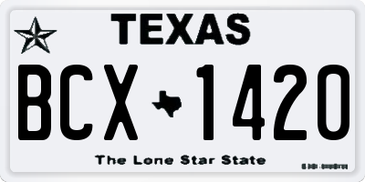 TX license plate BCX1420