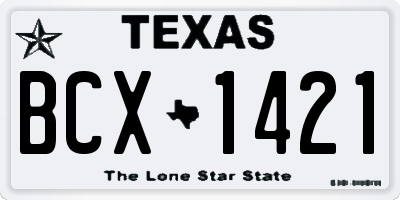 TX license plate BCX1421