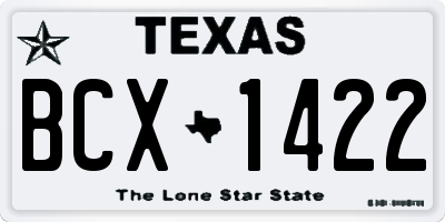 TX license plate BCX1422