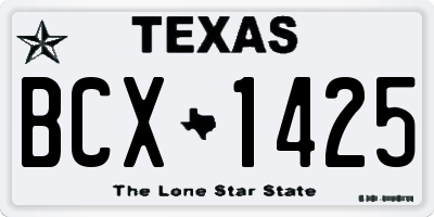 TX license plate BCX1425