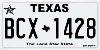 TX license plate BCX1428