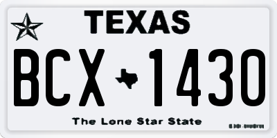 TX license plate BCX1430