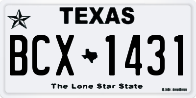 TX license plate BCX1431