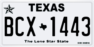 TX license plate BCX1443