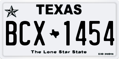 TX license plate BCX1454