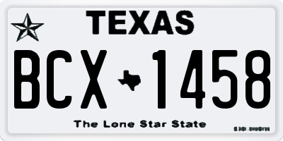 TX license plate BCX1458