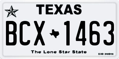 TX license plate BCX1463