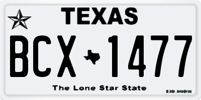 TX license plate BCX1477