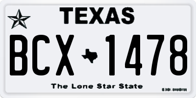 TX license plate BCX1478