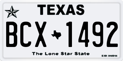 TX license plate BCX1492