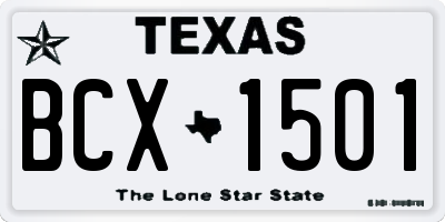 TX license plate BCX1501