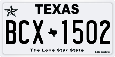 TX license plate BCX1502