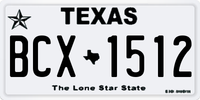 TX license plate BCX1512