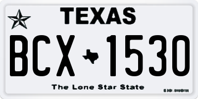 TX license plate BCX1530