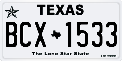 TX license plate BCX1533