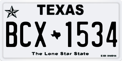 TX license plate BCX1534
