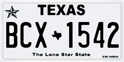 TX license plate BCX1542