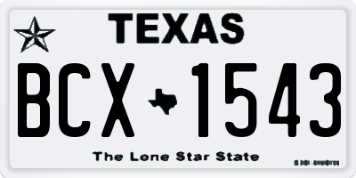 TX license plate BCX1543