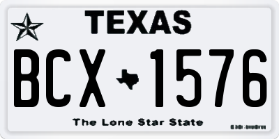 TX license plate BCX1576