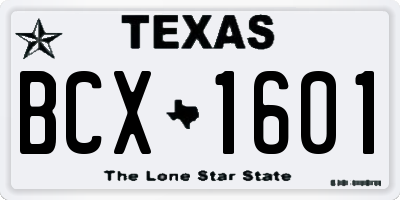 TX license plate BCX1601