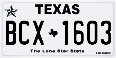 TX license plate BCX1603