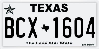 TX license plate BCX1604