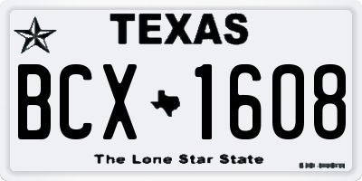 TX license plate BCX1608