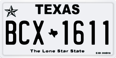 TX license plate BCX1611