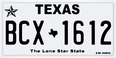 TX license plate BCX1612